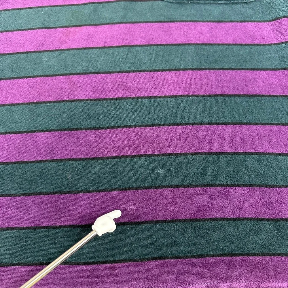 VTG INDUSTRIAL RAGS Men's XXL 1/4 Zip Pullover Shirt Purple Green Stripe Classic
